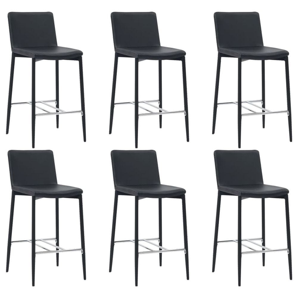 Vidaxl Barové stoličky 6 ks, čierne, umelá koža